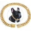 Dog Chain Crystal Artificial Diamondoid Dog Collar Walking Metal Chain Collar With Secure Buckle