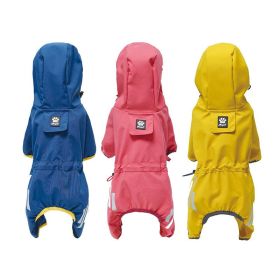 Small dog raincoat; body full surrounding; waterproof poncho pet clothes; with tow holes in the back (colour: Lake blue, size: M (recommended weight 4-6 kg))