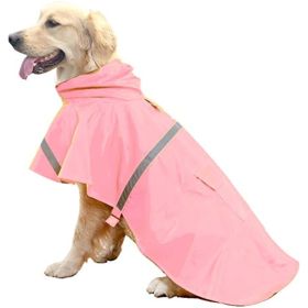 Dog Raincoats for Large Dogs with Reflective Strip Hoodie; Rain Poncho Jacket for Dogs (Color: D4-Pink, size: [XL])