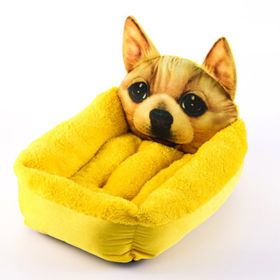 Fashion House Cartoon-Design Sofa Soft Warm Cotton Nest Pet Dog Beds Puppy Kennel (Color: Yellow Dog, size: S 34x45 cm)