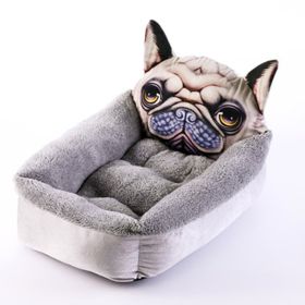 Fashion House Cartoon-Design Sofa Soft Warm Cotton Nest Pet Dog Beds Puppy Kennel (Color: Grey Dog, size: M 45x55 cm)